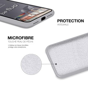 Coque Silicone Moxie BeFluo Fine et Légère pour iPhone, Intérieur Microfibre - Blanc