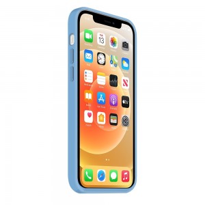 Coque Silicone Moxie BeFluo Fine et Légère pour iPhone, Intérieur Microfibre - Bleu acier