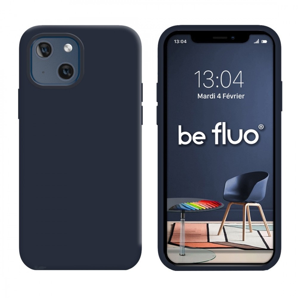 Coque Silicone Moxie BeFluo Fine et Légère pour iPhone, Intérieur Microfibre - Bleu foncé