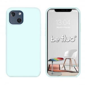 Coque Silicone Moxie BeFluo Fine et Légère pour iPhone, Intérieur Microfibre - Bleu glacier