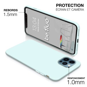 Coque Silicone Moxie BeFluo Fine et Légère pour iPhone, Intérieur Microfibre - Bleu glacier