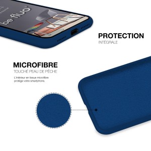 Coque Silicone Moxie BeFluo Fine et Légère pour iPhone, Intérieur Microfibre - Bleu marine
