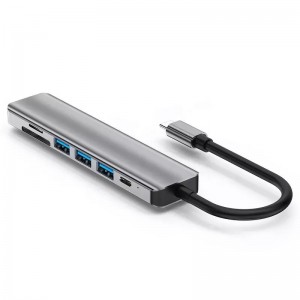 Hub USB-C vers HDMI 4K / 3 USB-A -/1 USB-C + 2 lecteurs carte
