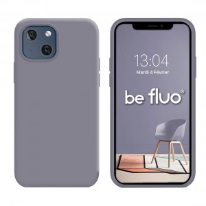 Coque Silicone Moxie BeFluo Fine et Légère pour iPhone, Intérieur Microfibre - Gris lavande
