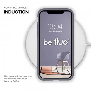 Coque Silicone Moxie BeFluo Fine et Légère pour iPhone, Intérieur Microfibre - Gris lavande