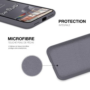 Coque Silicone Moxie BeFluo Fine et Légère pour iPhone, Intérieur Microfibre - Gris lavande