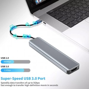 Hub USB-C vers HDMI 4K / 2 USB-A -/2 USB-C + 2 lecteurs carte