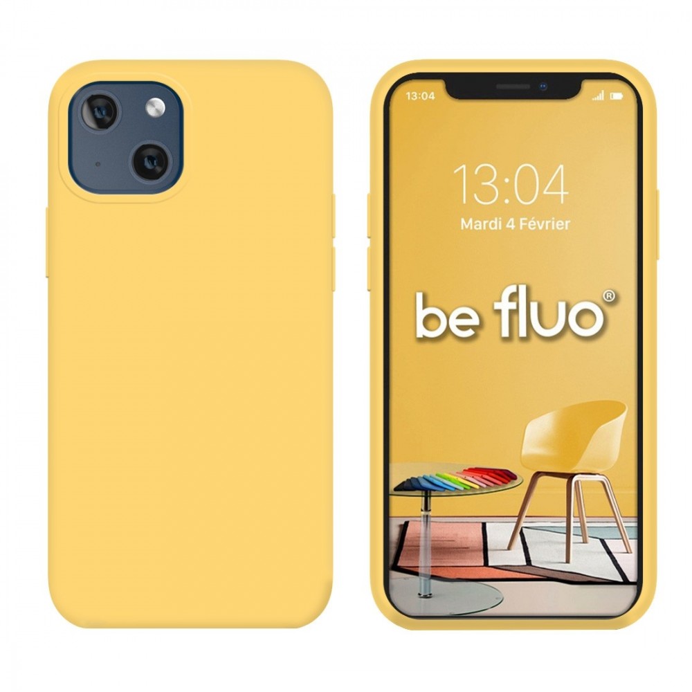Coque Silicone Moxie BeFluo Fine et Légère pour iPhone, Intérieur Microfibre - jaune