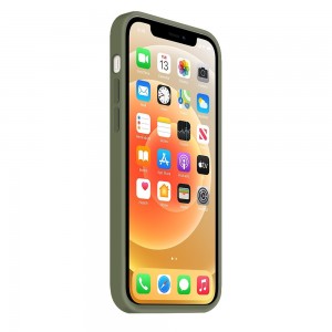 Coque Silicone Moxie BeFluo Fine et Légère pour iPhone, Intérieur Microfibre - Kaki