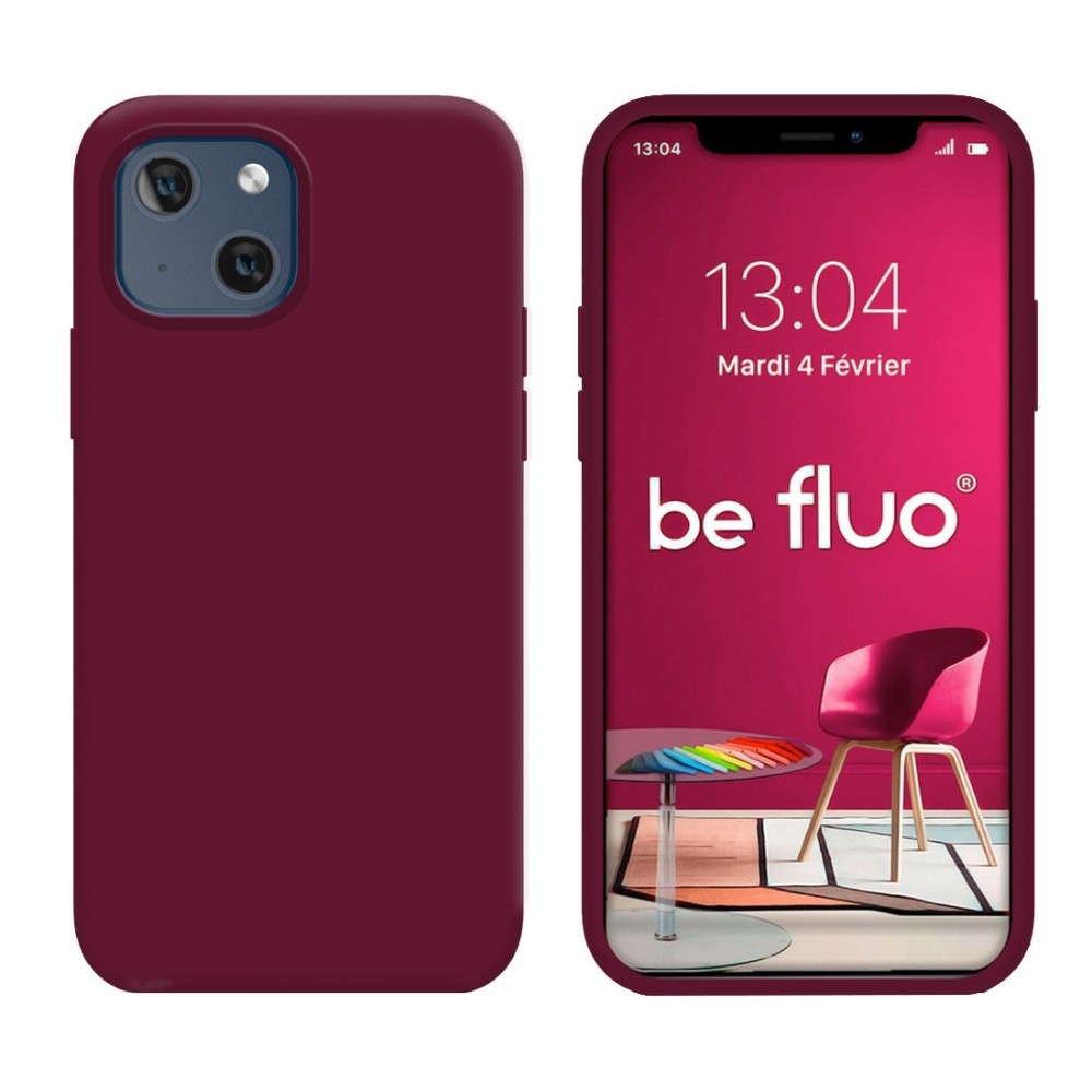 Coque Silicone Moxie BeFluo Fine et Légère pour iPhone, Intérieur Microfibre - Lie de vin