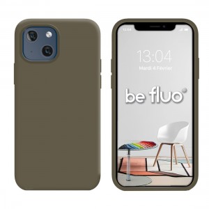 Coque Silicone Moxie BeFluo Fine et Légère pour iPhone, Intérieur Microfibre - Gris marron