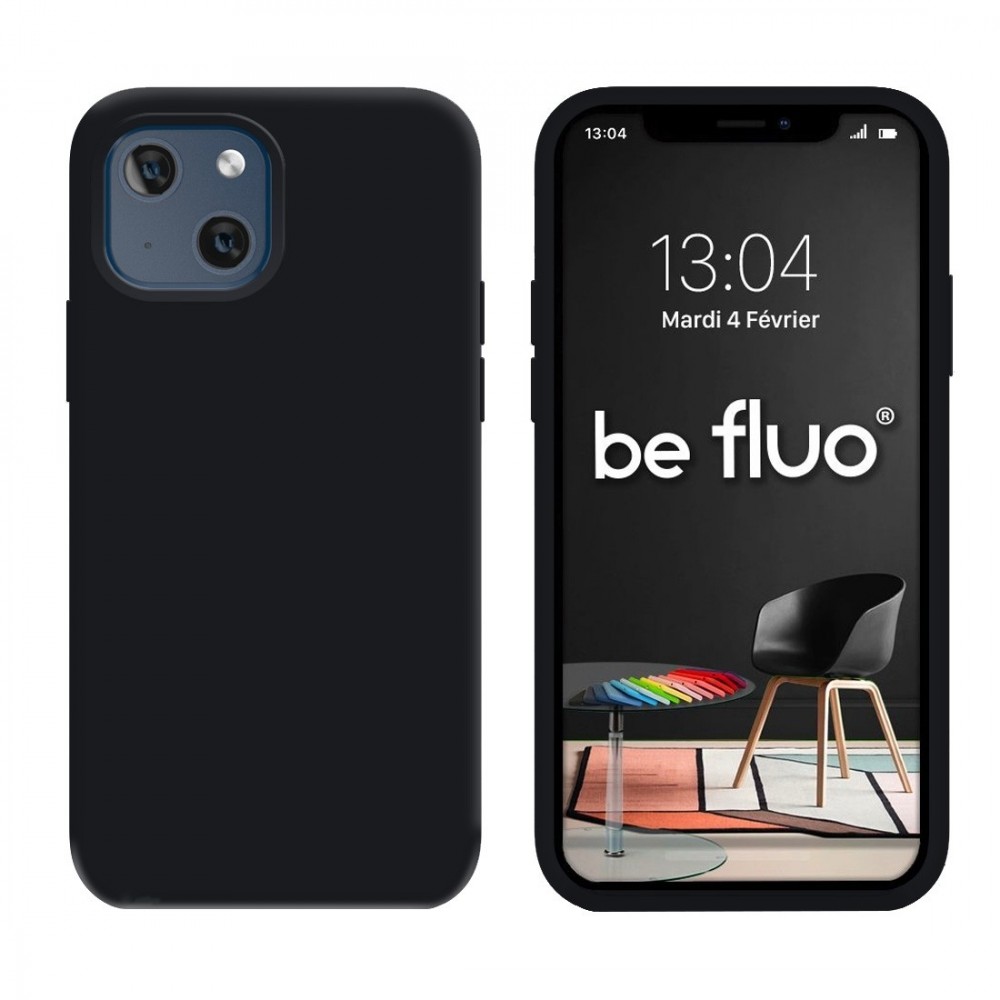 Coque Silicone Moxie BeFluo Fine et Légère pour iPhone 14 Pro, Intérieur Microfibre - Noir