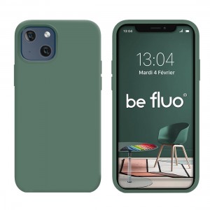 Coque Silicone Moxie BeFluo Fine et Légère pour iPhone, Intérieur Microfibre - Pin vert