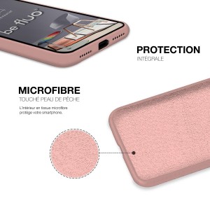 Coque Silicone Moxie BeFluo Fine et Légère pour iPhone, Intérieur Microfibre - Rose clair