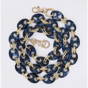 Chaine grosse maille avec pad universel - serie FIRENZE-BLEU&OR- 1.2M
