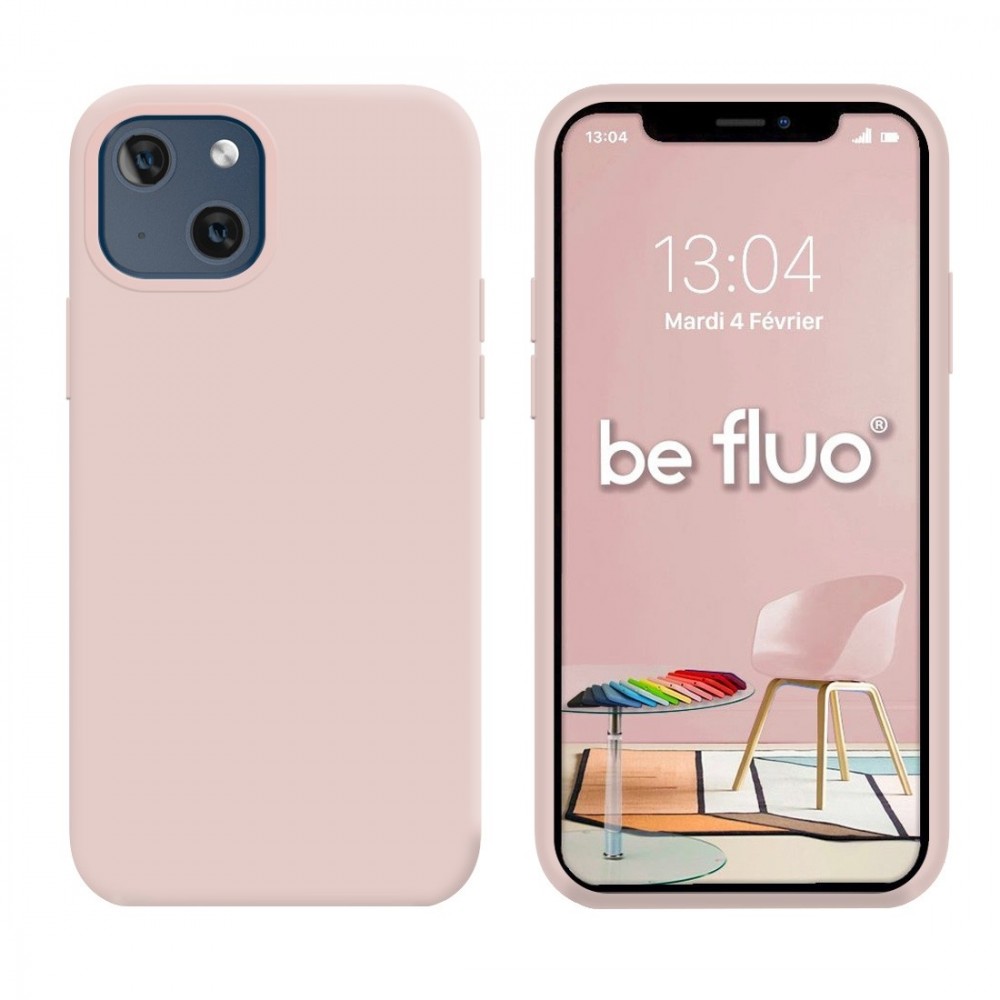 Coque Silicone Moxie BeFluo Fine et Légère pour iPhone, Intérieur Microfibre - Rose des sables