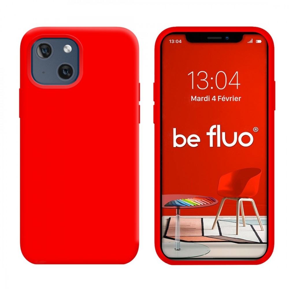 Coque Silicone Moxie BeFluo Fine et Légère pour iPhone, Intérieur Microfibre - Rouge