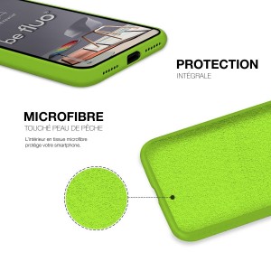 Coque Silicone Moxie BeFluo Fine et Légère pour iPhone, Intérieur Microfibre - Vert pomme