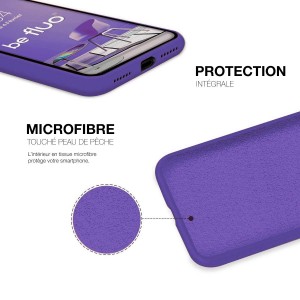 Coque Silicone Moxie BeFluo Fine et Légère pour iPhone, Intérieur Microfibre - Violet