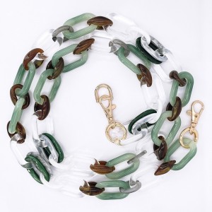 Chaine grosse maille avec pad universel -serie JADE-VERT & MIEL-1.2m