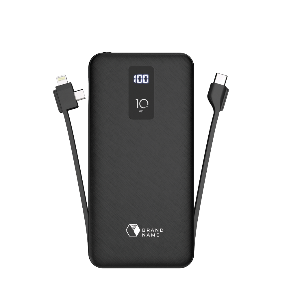 10000mAh Powerbank+ Micro-USB / Lightning cable
+Type C USB black
