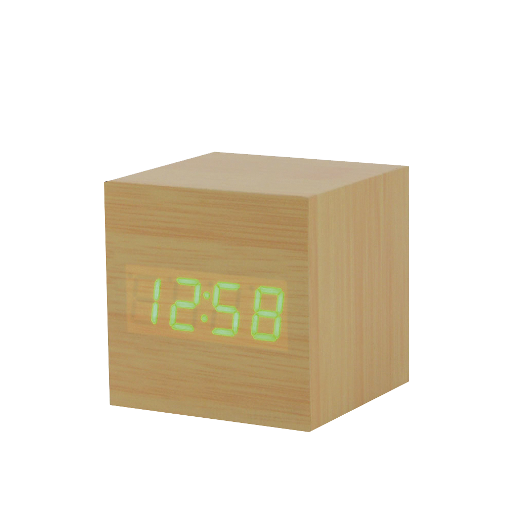 Bamboo alarm  clock with Temperature display