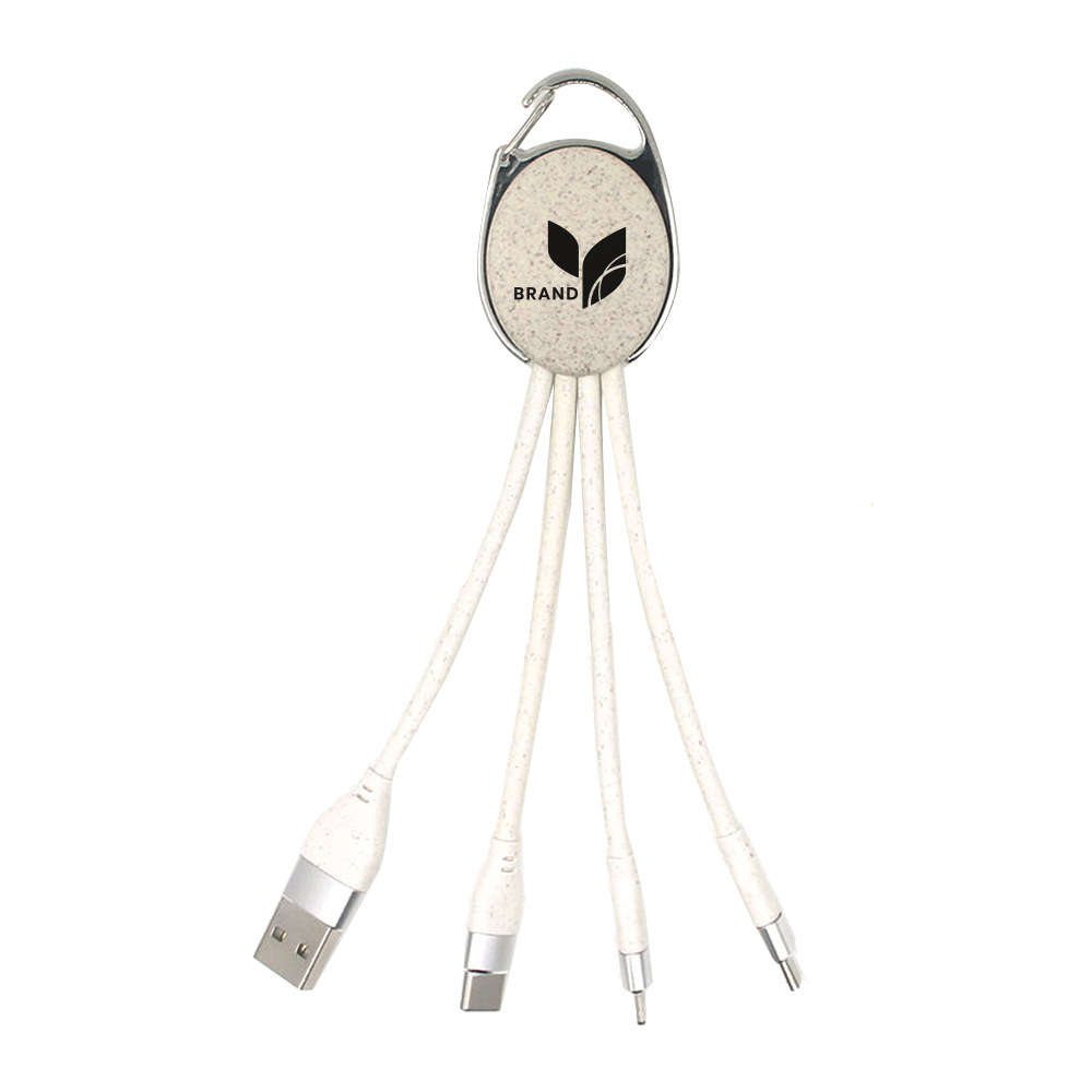 Porte clef métal en paille de blé avec cable data