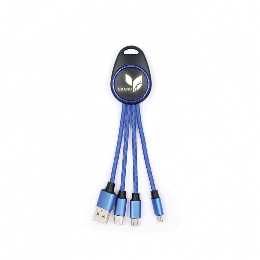 Shining keyring with 3  in 1 cable data