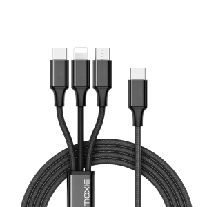 Câble 3 en 1 en nylon tressé avec entrée Type C et sortie Lightning / Micro-USB / Type-C