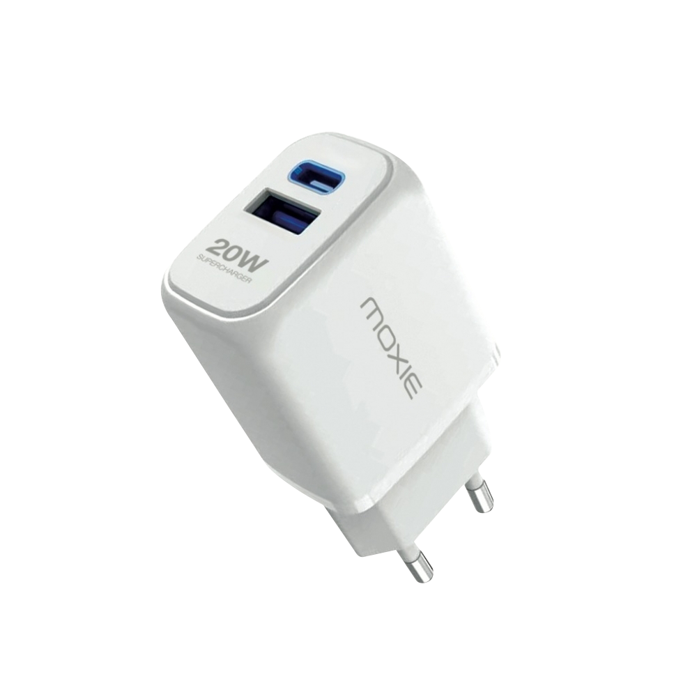Chargeur Secteur 20W  Fast charge Power Delivery - 1 sortie Type-C / 1 sortie USB-A - Sous packaging