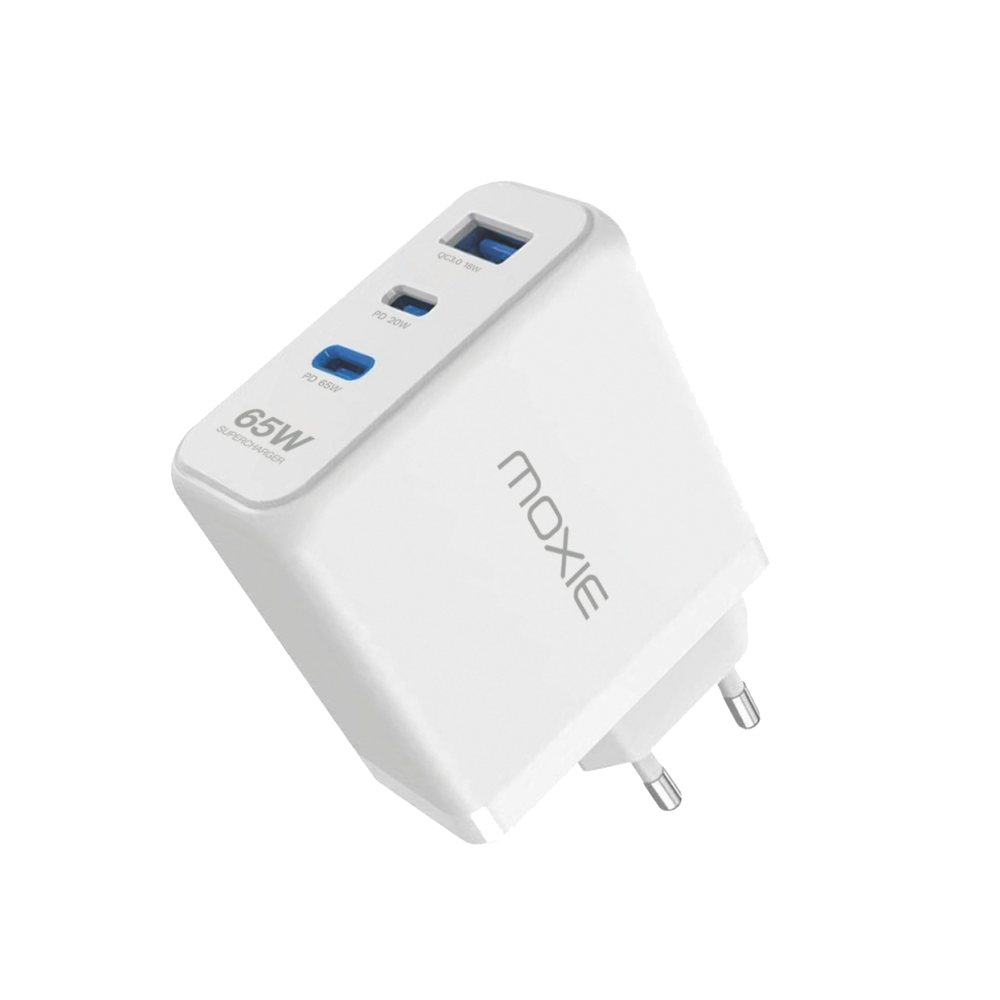 Chargeur Secteur 65W  Fast charge Power Delivery - 2 sorties Type-C / 1 sortie USB-A - Sous packaging