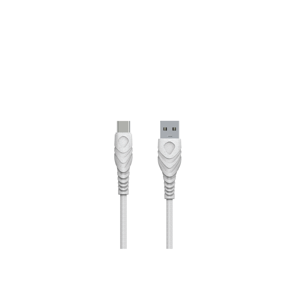 Cable data USB / Type C Green energy 1.2M en plastique recyclé Blanc