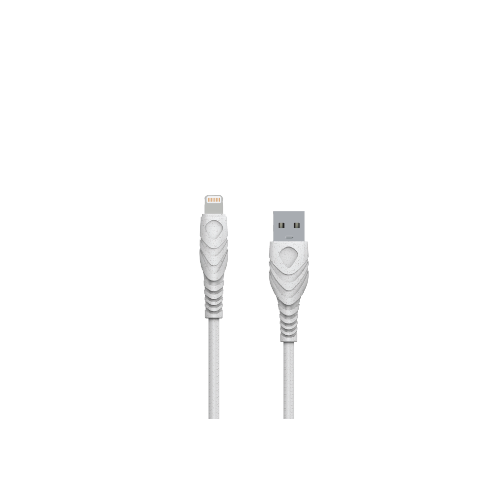 Cable data Lightning Green energy 1.2M en plastique recyclé Blanc