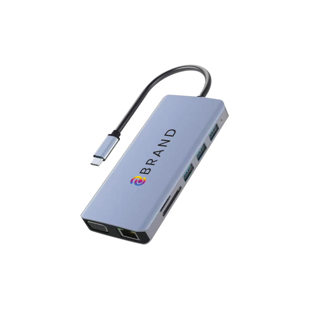 Adaptateur USB C vers 2 HDMI 4K, VGA 1080P, 4 USB Ports, RJ45 Gigabit  Ethernet