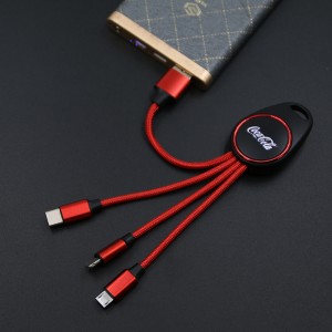 Shining keyring with 3  in 1 cable data