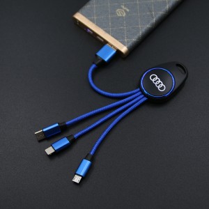 Shining keyring with 3  in 1 cable data