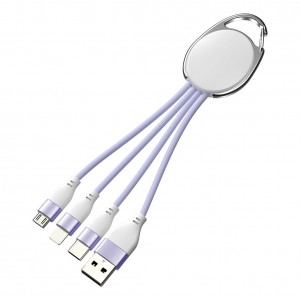 Porte clef métal avec cable data triple connectique