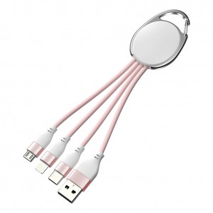 Porte clef métal avec cable data triple connectique