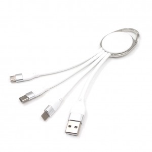 Porte clef métal avec cable data triple connectique