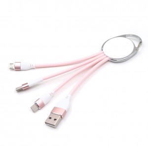 Porte clef métal avec cable data triple connectique