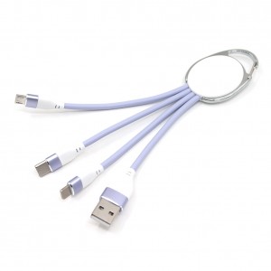 Porte clef métal avec cable data triple connectique