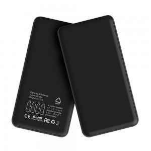 Powerbank en plastique recyclé noir avec logo lumineux - 8000 mAh