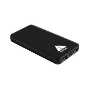 Powerbank en plastique recyclé noir avec logo lumineux - 8000 mAh