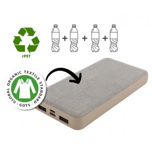 Powerbank en plastique recyclé avec revetement en chanvre 5000 mAh