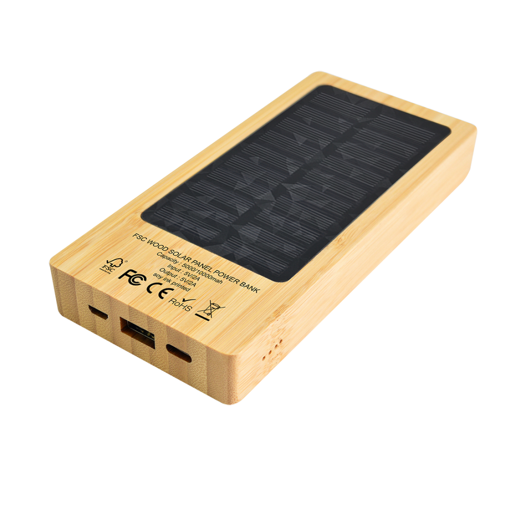 Batterie de secours en bois solaire 8000 mAh