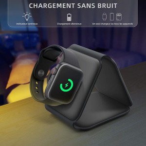 Chargeur sans fil 3 en 1 15W magsafe pour smartphone / Airpods et Apple watch