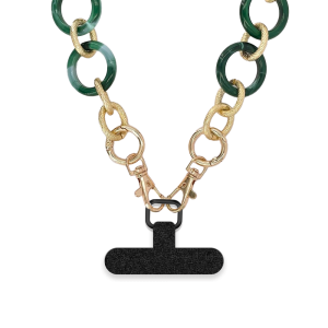 Chaine grosse maille avec pad universel - serie ATHENA- VERT&OR -1.2m