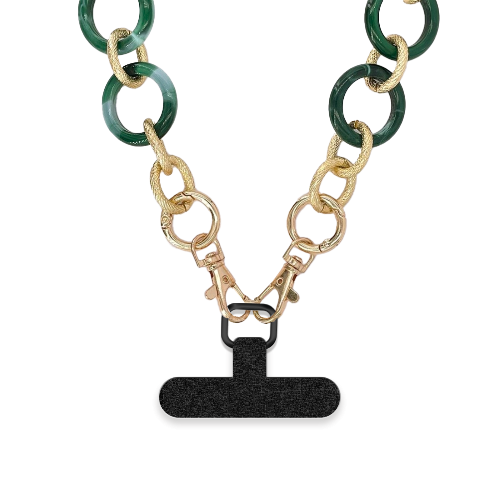 Chaine grosse maille avec pad universel - serie ATHENA- VERT&OR -1.2m