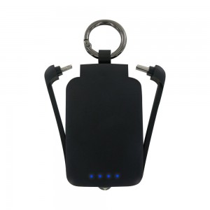 Powerbank 2000mAh avec mousqueton en fibre de blé - Noir
