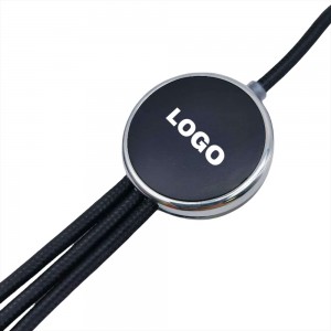 Câble de charge 5 en 1 avec porte logo lumineux à Led rond - Noir